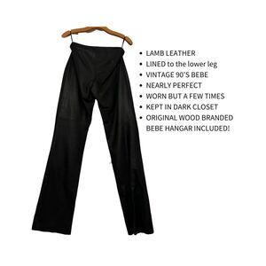 Bebe Vintage 100% Genuine Authentic Black Soft Leather Biker Pants Women Size 0